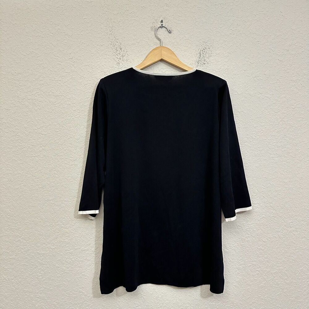 EXCLUSIVELY MISOOK Tunic Knit Top Black Padded Tassel Office Work - Picture 2 of 10